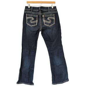 Silver Jeans Suki Bootcut, Women's Size 32x32, Dark Wash Contrast Trim Western